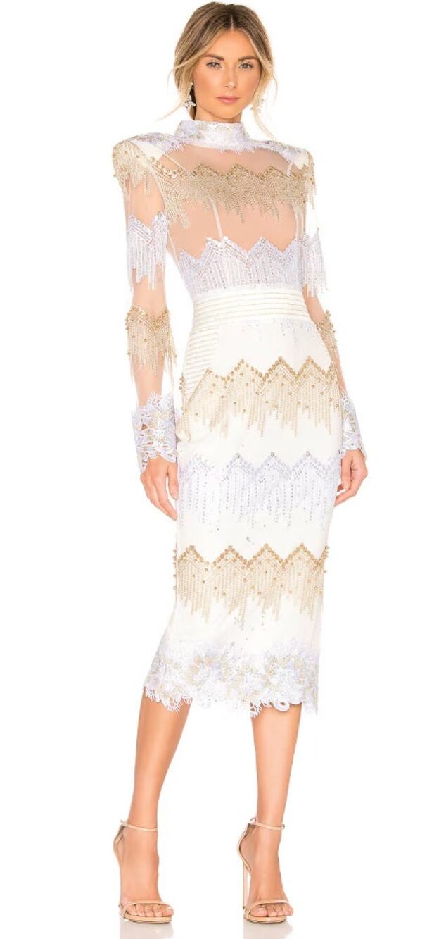 Zhivago Dress 4 Chrysler Embroidered Mesh Midi Moet Sheer Party Cocktail Luxury
